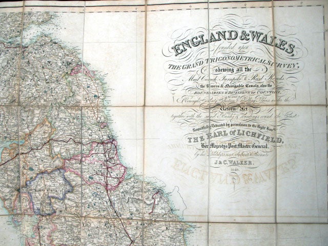 Item #18733 England and Wales founded upon The Grand Trigonometrical Survey; shewing all the Mail Coach, Turnpike & Rail Roads, the Rivers & Navigable Canals, also the Boundaries & Divisions of Counties, the extent of the Boroughs, County Election & Polling Places, under the Reform Act together with the sand Banks & soundings round the Coast. J. and C. WALKER.