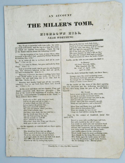 Item #19064 An Account of the Miller's Tomb, on Highdown Hill, near Worthing. SUSSEX.