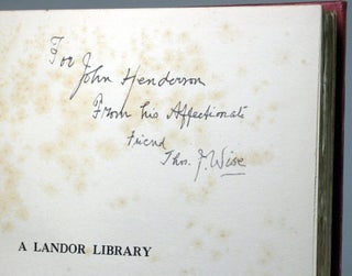 Item #24717 A Landor Library. A Catalogue of Printed Books, Manuscripts and Autograph Letters by...