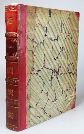 Item #26576 Late Eighteenth Century Poetry]. 1. JERNINGHAM, Mr. [Edward]. The Ancient English Wake. A Poem. London: Printed by William Richardson... for James Robson, 1779. (iii-vii), 6-21, (1) pp., bound without the half title. [bound with] 2. [ROGERS, Samuel]. An Epistle to a Friend, with Other Poems... London: Printed by R. Noble for T. Cadell, 1796. 45, (1) pp. 3. [MAURICE, Thomas]. The Crisis, or the British Muse to the British Minister and Nation. London: Printed for the author, and sold by R. Faulder, 1798. 32 pp., bound without the half title. 4. SOTHEBY, W. Poems: Consisting of a Tour Through Parts of North and South Wales, Sonnets, Odes, and An Epistle to a Friend on Physiognomy. Bath: Printed by R. Cruttwell and sold by R. Faulder, London and T. Baker, Southampton, 1790. (iii-viii), 5-93 pp., bound without the half title and possibly a rear blank. 5. SMITH, Charlotte. Elegiac Sonnets. London : Printed for J. Dodsley, H. Gardner, and J. Bew, [1786]. Third edition, "with twenty additional sonnets". (iv), vi, (ii), 44 pp. 6. RICHARD, George. The Aboriginal Britons, a Prize Poem, Spoken in the Theatre at Oxford, July VIII MDCCXCI. Oxford: Sold by D. Prince and J. Cooke; and J.F. and C. Rivington, London, 1791. Second edition. 24 pp. 7. [MAURICE, Thomas]. An Elegiac and Historical Poem, Sacred to the Memory and Virtues of the Honourable Sir William Jones. Containing a Retrospective Survey of the Progress of Science, and the Mohammedan Conquests in Asia. London: Printed for the author, and sold by himself, 1795. 39, (5) pp., bound without "Proposals for publishing by subscription, .. The History of Hindostan" by the same author. 8. HAFEZ [or HAFIZ]. Ketab Laléhzar, az Divani Hafez. Select Odes, from the Persian Poet Hafez, Translated into English Verse; with Notes Critical, and Explanatory: by John Nott. London: Printed for T. Cadell... and sold by J. Payne and Sons, J. Fletcher and Messrs. Prince and Cooke, Oxford. (4), xvi ,xii, (8), 131, (1) pp. SAMMELBAND.