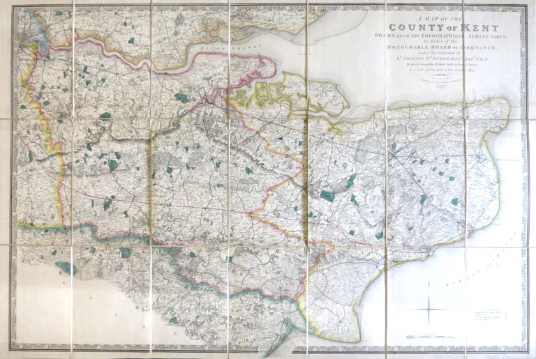 Item #28526 A Map of the County of Kent Drawn from the Topographical Survey Taken, by Order of the Honourable Board of Ordnance, ... Reduced from the Large Map in Four Sheets by a Scale of One Inch to Two Statute Miles. ORDNANCE SURVEY, under the direction of, Wm. MUDGE, Lt. Colonel.