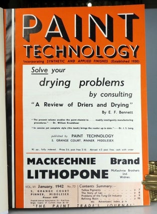 Item #30078 Paint Technology. Vol. VII, January, 1942, No. 73... [to] December, 1942 No. 84. PAINT