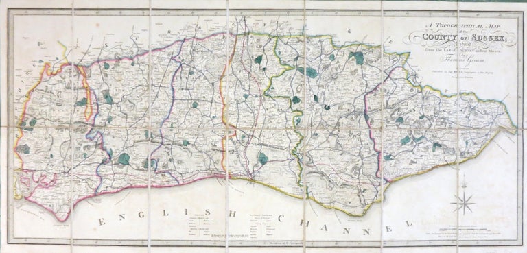 Item #30940 A Topographical Map of the County of Sussex; Reduced from the Large Survey in Four Sheets by. Thomas GREAM.