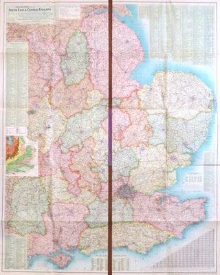 Item #33648 Richardson's Map of South East & Central England. Comprising the Counties of Derby,...