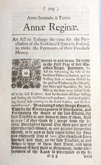 Item #33836 An Act to Enlarge the time for the Purchasers of the Forfeited Estates in Ireland, to make the Payments of their Purchase Money. PARLIAMENTARY PAPERS.