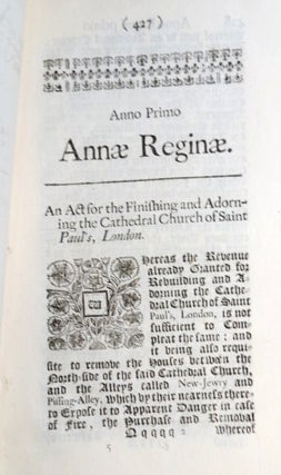 Item #33863 An Act for the Finishing and Adorning the Cathedral Church of Saint Paul's, London....