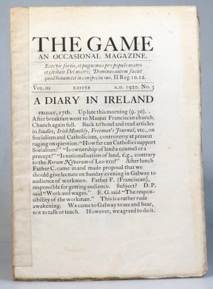 Item #34168 The Game. An Occasional Magazine. Vol. III. No. 3. Easter 1920. SAINT DOMINIC'S PRESS