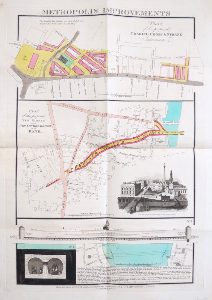 Item #34255 Metropolitan Improvements. Plan of the Proposed Charing Cross & Strand Improvements; Plan of the Proposed New Street from New London Bridge to the Bank; [Thames Tunnel]. E. MOGG.