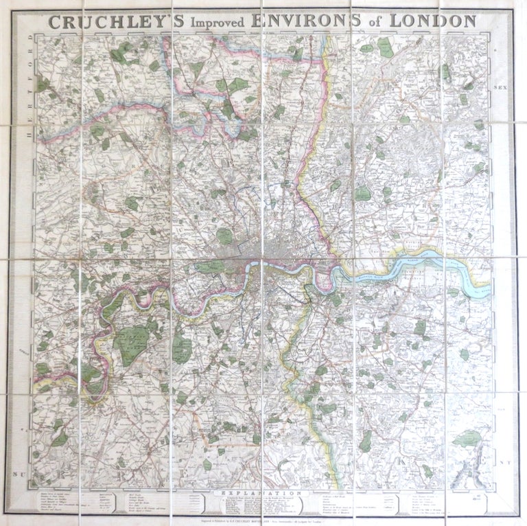 Item #34256 Cruchley's Improved Environs of London. G. F. CRUCHLEY.