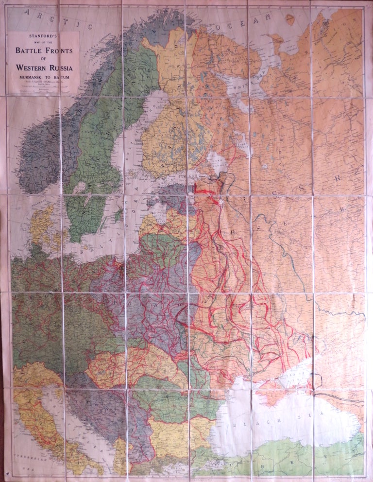 Item #34979 Stanford's Map of the Battle Fronts of Western Russia. Murmansk to Batum. STANFORD.