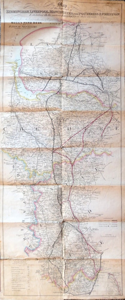Item #34995 Map of the Environs of Birmingham, Liverpool, Manchester, the Potteries & Preston Exhibiting All the Various Railways in their Vicinity. Drawn from the Latest Authorities & Engraved for Mogg's Hand Book for Railway Travellers. E. MOGG.