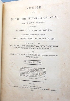 Item #35788 Memoir of the Map of the Peninsula of India; From the Latest Authorities; Exhibiting...