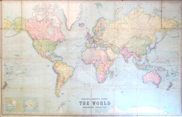 Item #37580 Bartholomew's Chart of the World on Mercator's Projection. [Cover title] Bartholomew's Commercial Chart of the World. John BARTHOLOMEW, Son Ltd.