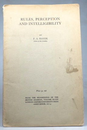 Item #40125 Rules, Perception and Intelligibility. F. A. HAYEK