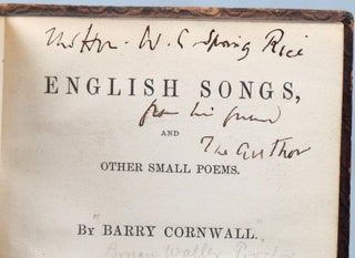 Item #41638 English Songs, and other small poems. Barry CORNWALL, Bryan pseud. - PROCTOR