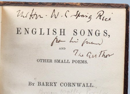 Item #41638 English Songs, and other small poems. Barry CORNWALL, Bryan pseud. - PROCTOR.