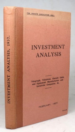 Item #43239 Investment Analysis. Telegraph, Telephone, Electric Cable and Equipment Manufacturers...