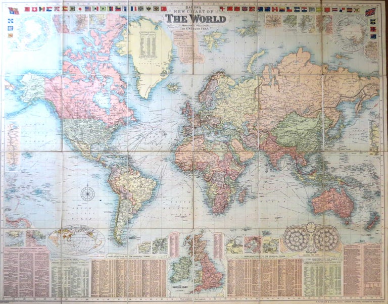 Item #44423 Bacon's New Chart of the World. Mercator's Projection. G. W. BACON.