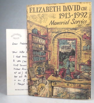 Item #45349 Memorial Service for Elizabeth David CBE. 1913-1992. Elizabeth DAVID