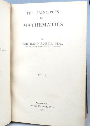 Perrel In Math The Principles of Mathematics. Vol. I. | Bertrand RUSSELL